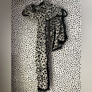 Ann Taylor Dalmatian Print Fringed Scarf - NWT & BOX
